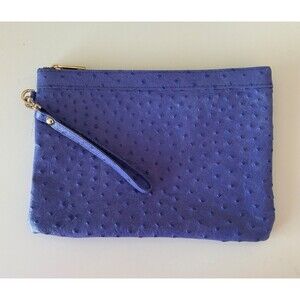 Laura Di Maggio Milano Ostrich Pattern Genuine Leather Purple/Blue Wristlet